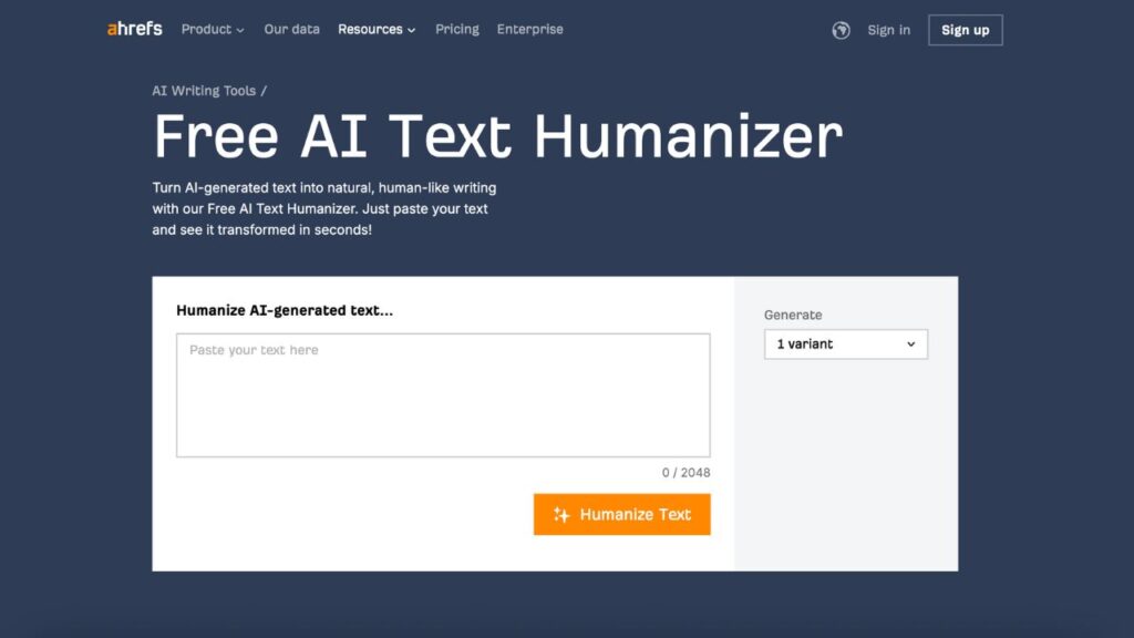 Ahrefs AI Text Humanizer 