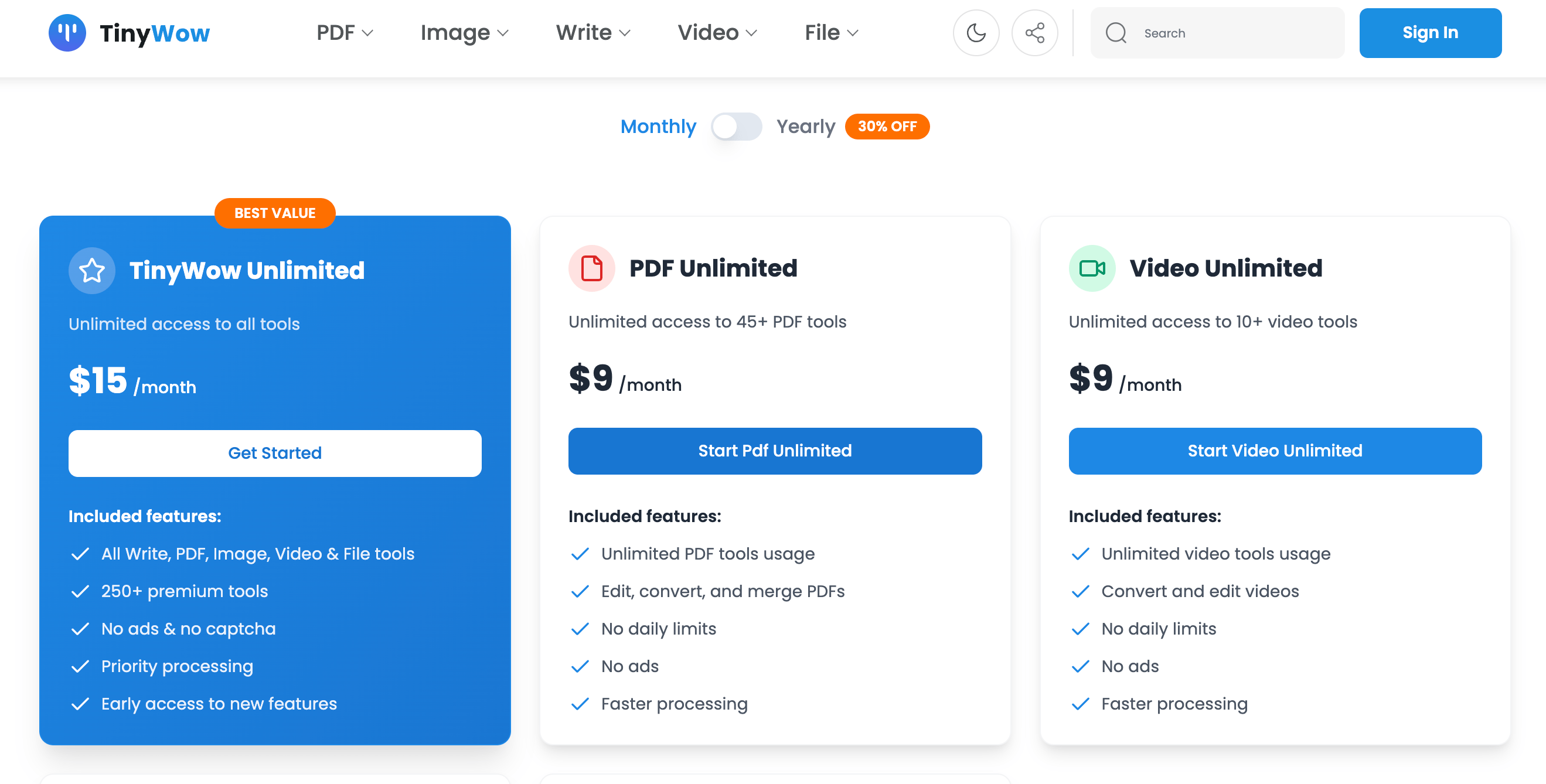 TinyWow price