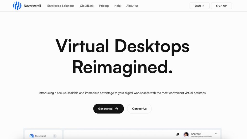 Neverinstall virtual desktop