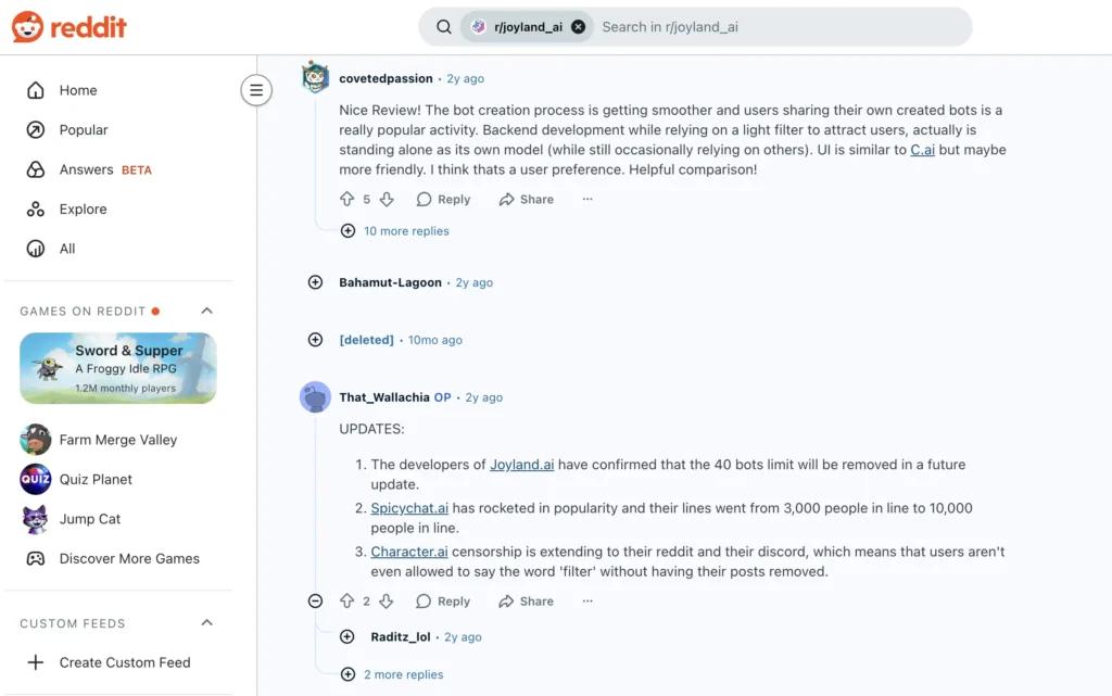 joyland ai reddit review
