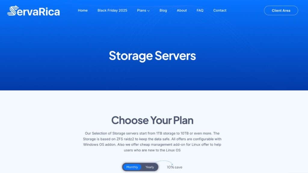 Servarica storage server